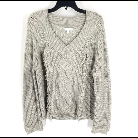 NWT ABOUND V NECK SWEATER WITH FRINGE DETAILS SM - Picture 2 of 8